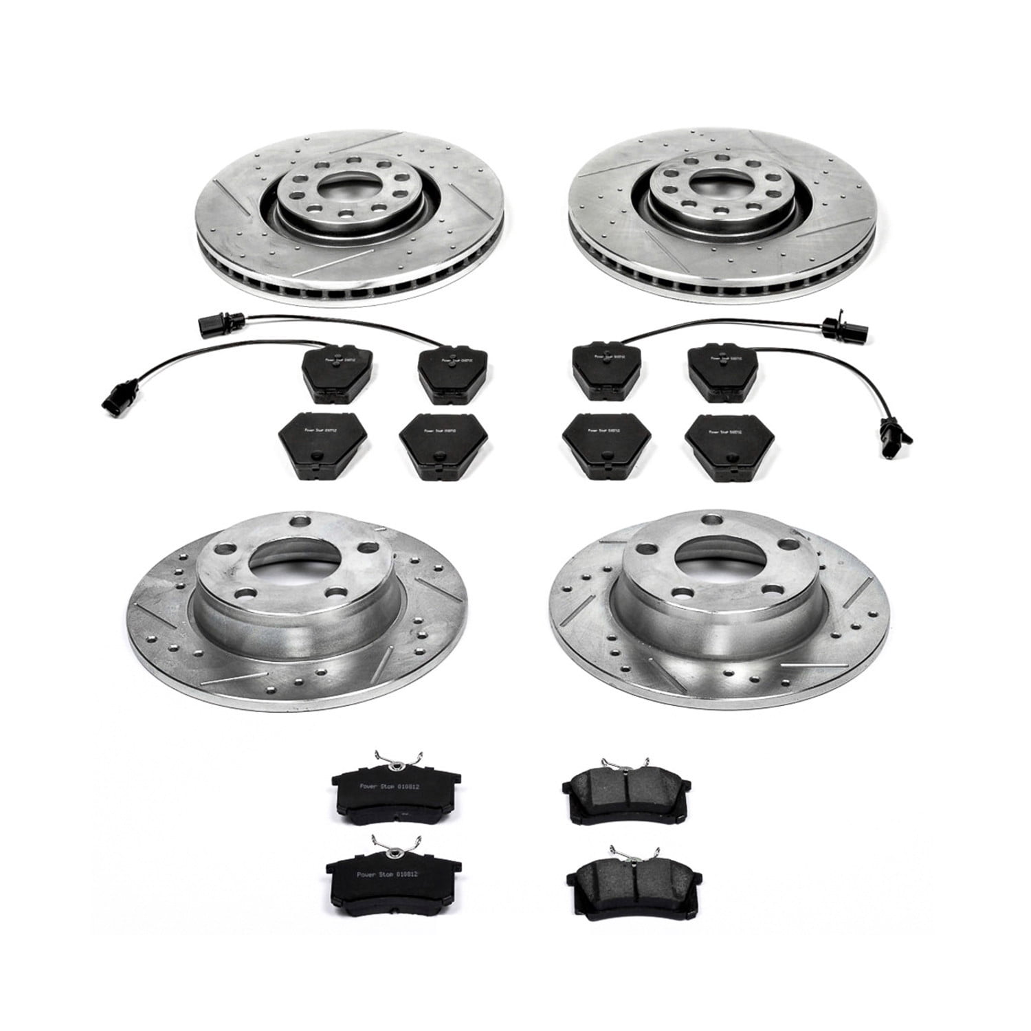 PowerStop Front and Rear Z23 Evolution Sport Carbon-Fiber Ceramic Brake Pad and Drilled & Slotted Rotor Kit Fits: AUDI Select Models K889