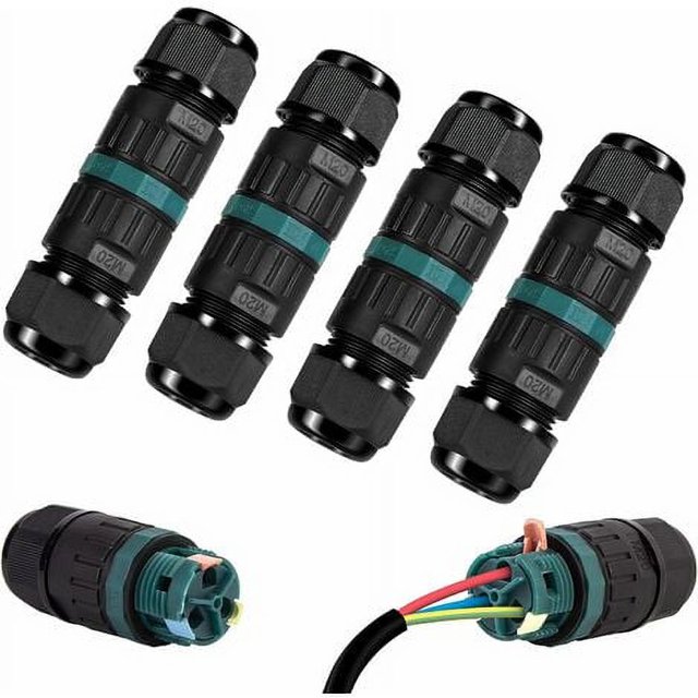 Boite de Derivation IP68 Etanche - Lot de 4 Connecteur électrique éxterieur 2 Voies, Bo?te de Jonction Cablage Externe Domino Etanche pour ?9-12 mm Cables de Terre