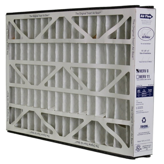 Trion Air Bear 255649-101 - 16" x 25" x 3" Pleated Air Filter, MERV 8