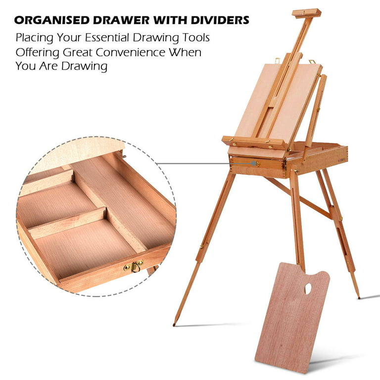 Deluxe Artist French Box Easel Beechwood With METAL DIVIDER