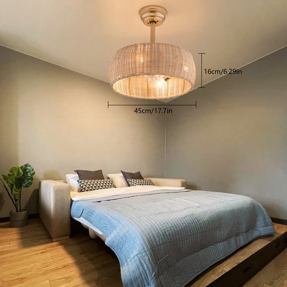 Boho Ceiling 18.5in Fan Light Chandelier Pendant Lamp Bedroom Living Room Decor (Bulbs Not Included)