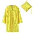 thumbnail image 2 of LNMQLPDBS Boys' Girls' Clothing Sets Kindergarten Graduation Cap and Gown Solid Color Long Sleeve Pleated Front Ziper Coat Long Gown & Hat 2pcs Outfits for Graduation Ceremony Yellow 7-8 Years, 2 of 9