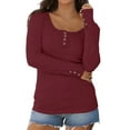 thumbnail image 3 of MOSHU Long Sleeve Womens Shirts Casual Henley Tops for Women Fall Button Down Blouses, 3 of 11
