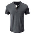 thumbnail image 4 of PNTUTB Men's Summer Quick-Dry T-Shirt: Solid Color Half-Buttoned Round Neck Short Sleeve Breathable Loose Casual Sports Top with Pockets, 4 of 6