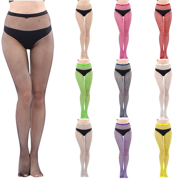 Kilaqueen Sexy High Waist Womens Tights Fishnet Stockings Thigh High Pantyhose Fashion Suspenders Black Blue Gray Green Yellow Thigh Stockings