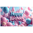 thumbnail image 1 of Happy Birthday Celebration Backdrop Balloon Castle Party Display Pink Pastel Colors Event Festive Background Children Party Decoration Indoor Outdoor, 1 of 4