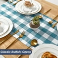 thumbnail image 2 of Buffalo Plaid Table Runner, Classic Farmhouse Tabletop Collection, Waterproof Table Runner for Kitchen Dining, Banquet, Restaurant, Outdoor Use, 14W x 72L, Turquoise and White, 1 Piece, 2 of 6