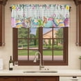 thumbnail image 6 of Vintage Easter Curtain Valances for Windows, Kitchen Valance Window Treatments Panel 2 Pack, Colorful Floral Eggs Bunny Blue Plaid Rustic Rod Pocket Short Curtains for Bathroom Bedroom 42 x 12 Inch, 6 of 8
