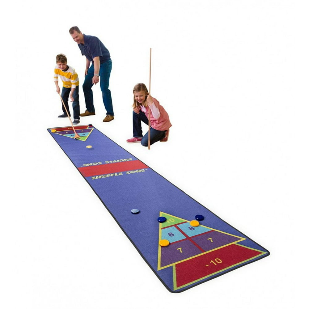 HearthSong Shuffle Zone Shuffleboard Family Game Carpet with Two 4'L
