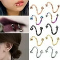 thumbnail image 3 of HOOUN CA Nose Ring Eyebrow Lip Studs Earrings Stainless Steel Body Piercing Rings Hoop-C-dark red/C-shape-taper, 3 of 9