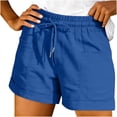thumbnail image 5 of VBVC Women's Drawstring Elastic Waist Shorts,Straight Leg Breathable Shorts For Women,Ladies Summer Casual Comfy Hiking Shorts with Pockets,Blue,S-2XL, 5 of 7