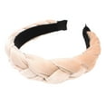 thumbnail image 1 of XASZHN Textured Braided Velvet Wide Headband for Women Solid Color Hair Accessory with Ribbon Detail Beige_001 One Size, 1 of 5