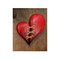 thumbnail image 2 of Escultura de Madera Roja Corazón Roto Cosida En Cuero Hot6sl Decoración de Pared Regalo, 2 of 7