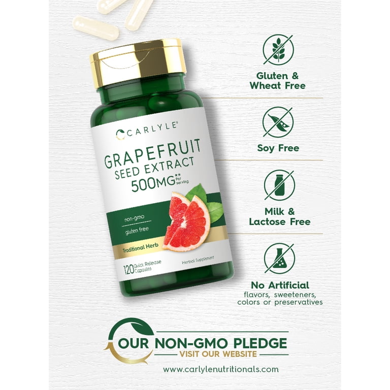 Carlyle, Grapefruit Seed Extract, 500 mg, 120 Capsules - Walmart.com