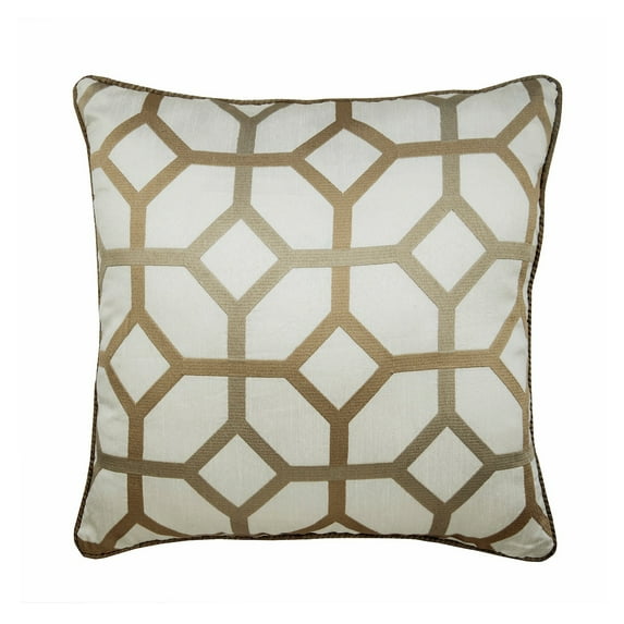 Decorative Pillow Cover Beige Cushion Cover 18 x 18 Pillow Cover Silk Jacquard Trellis Sofa, Bed Pillow, Beige Pillow Cover 18x18 inch (45x45 cm), Contemporary, Abstract - Deco Trellis