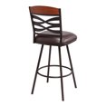thumbnail image 2 of Arden Contemporary 30" Bar Height Barstool in Auburn Bay Finish with Brown Faux Leather and Sedona Wood Finish Back, 2 of 6