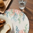 thumbnail image 3 of Summer Ocean Round 13 Inch Placemats Set of 6, Watercolor Coastal Coral Shell Seaweed Beige HeatResistant Non Slip Place Mats for Dining Table, Wipeable Braided Kitchen Table Mats for Housewarming, 3 of 9