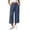 Light Blue 07, variant on Karymi Jean Shorts Womens Cropped Wide Leg Pants, Drawstring Elastic High Waist Capri Trousers, Side Button Decor Straight Casual Pants with Pockets