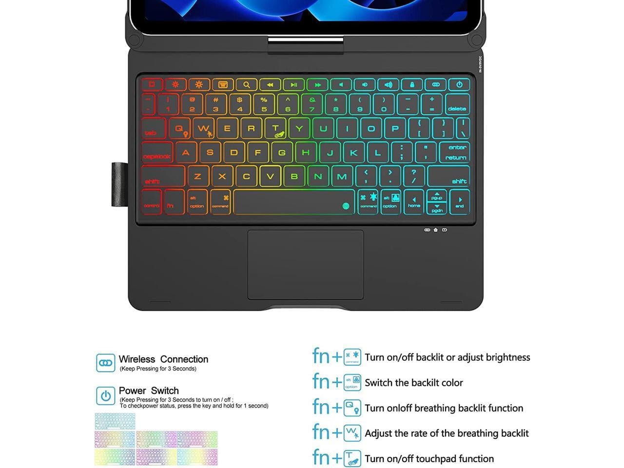 iPad 10th Generation 10.9 inch 2022 Case with Keyboard, Trackpad, Backlit, Rotatable - Touchpad iPad 10th Keyboard Case 10.9" 2022 with Pencil Holder