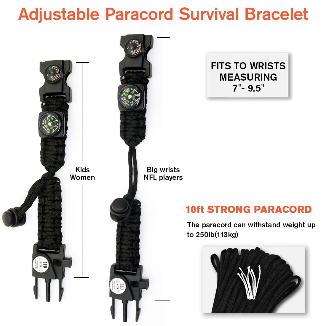 Focus Emergency Survival MultiTool Paracord Bracelet  Walmartcom