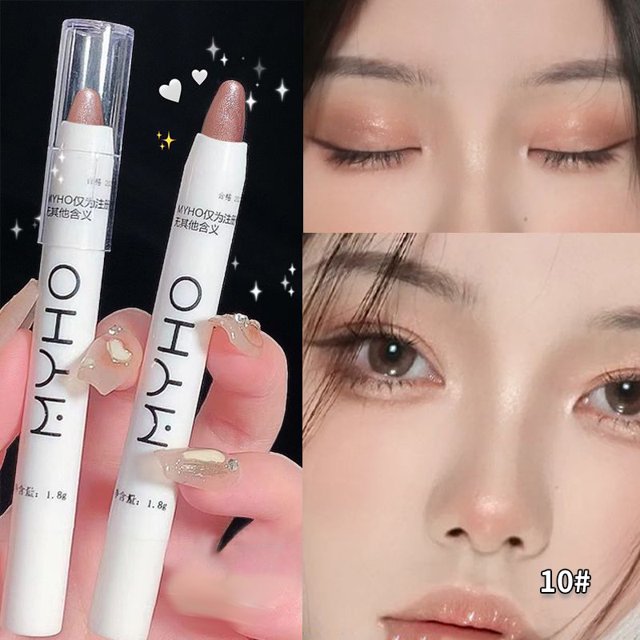 Lápiz de sombra de ojos rosa brillante, resaltador de lentejuelas nacaradas, brillo de gusano de seda, lápiz delineador de ojos resistente al agua, maquillaje con brillo