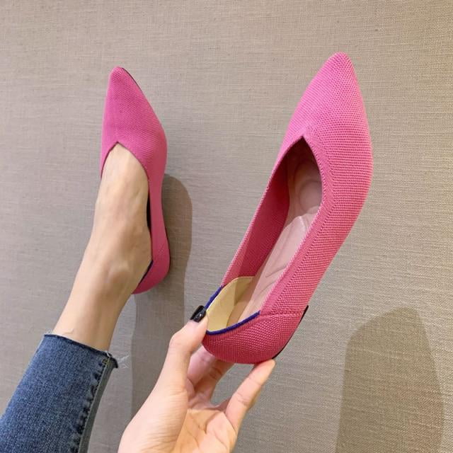 2020 Woman Knit Pointed Shoes Women s Flat Shoes Ballet Shoes
