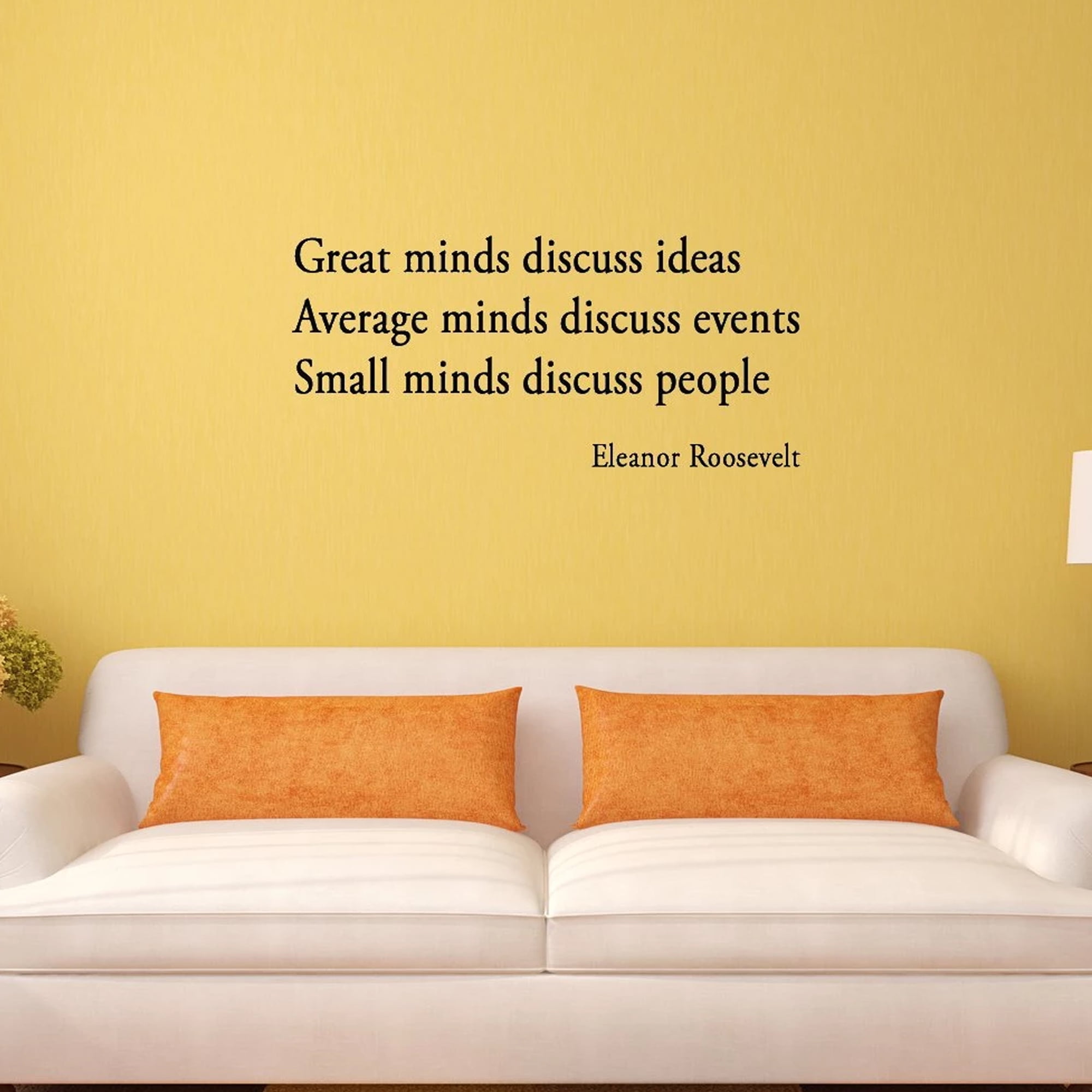 VWAQ Great Minds Discuss Ideas Eleanor Roosevelt Motivational Matte Black Vinyl Wall Decal Quote (10'H x 22'W)