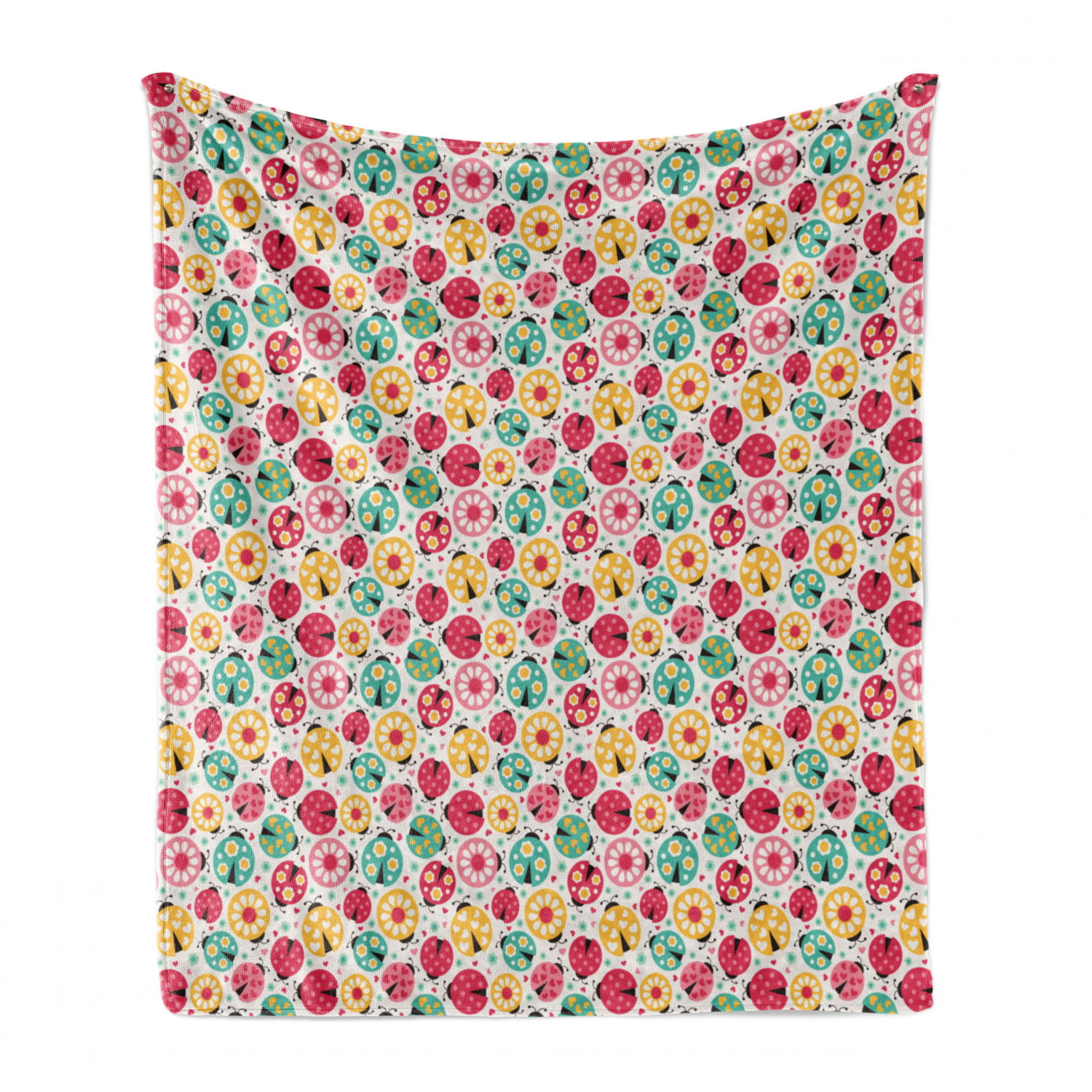 50 x 70 Cozy Plush for Indoor and Outdoor Use Multicolor Abstract Bug Pattern with Many Different Designs Hearts Polka Dots Daisies Nature Ambesonne Ladybugs Soft Flannel Fleece Throw Blanket 