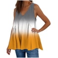 thumbnail image 1 of Plebaso V Neck Tank Tops for Women Gradient Color Ruffle Shirts Flowy Sleeveless Womens Summer Blouses, 1 of 5
