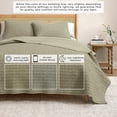 thumbnail image 6 of Honeycomb Waffle Garment Washed 3-Piece Cotton Quilt Set, Full/Queen, Eucalyptus Green, 6 of 7