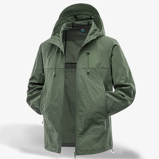 Styesk Mens Shirts Man Solid-Color Casual Sun-Proof Outdoors Drawstring Raglan-Sleeve Long Sleeve Hooded Blouse