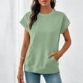 thumbnail image 5 of Admvng Going Out Tops For Women Pocket Detail Short Sleeve Sweatshirt In Fabric S-2XL, 5 of 7