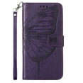 thumbnail image 6 of SaniMore Case for Samsung Galaxy A15 (2023), PU Leather Skin with Luxury Embossed Butterfly [Wrist Strap & Card Slots & Flip Kickstand] Full-body Shockproof Business Wallet Cover, Purple, 6 of 10