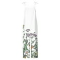 thumbnail image 4 of clear 50% off Usmixi Jumpsuits for Women Comfy Cotton Linen Ladies Casual Loose Baggy Wide Leg Pocket Strap Jumpsuits Overalls Summer Formal Leaves Print Round Neck Sleeveless Long Rompers White xxl, 4 of 4