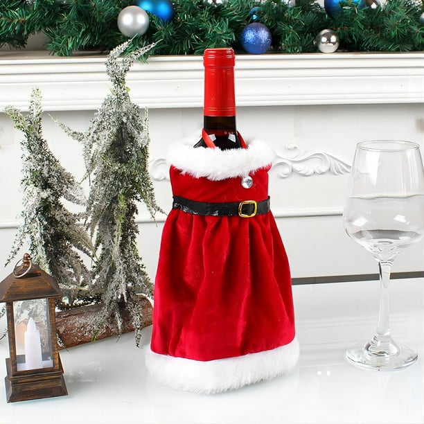 Decoraciones navideñas para la mesa de la cocina. Accesorios para decorar. Juego de cuadros. Juego de botellas de vino tinto. Bolsa para botellas de vino. Características