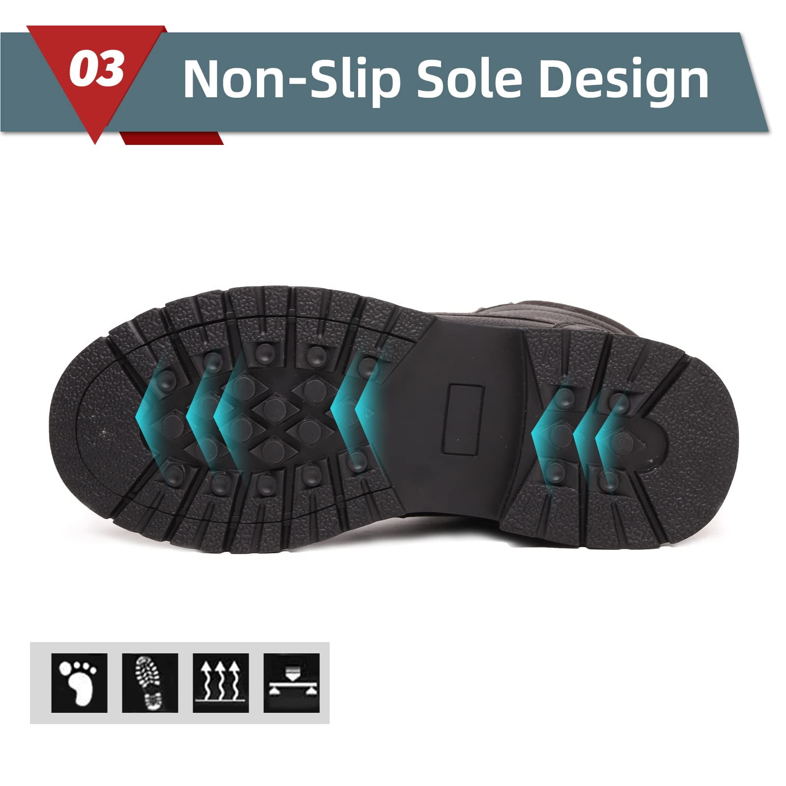 Men's Steel Toe, Memory Foam Safety Boots for Industrial Construction Work