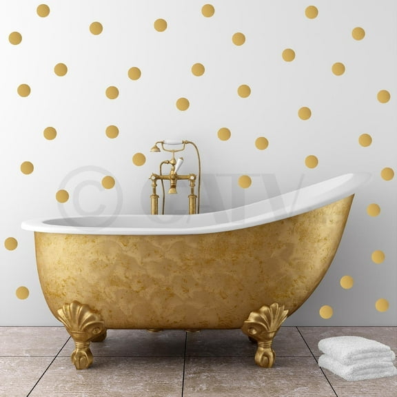 2" Set of 180 Polka Dot Circles Vinyl Wall Pattern Decals Size: 2"x2" each Color: Metallic Gold