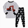 thumbnail image 2 of NOLDARES Baby Boy Clothes Fall Clothes 2PC Print Long Sleeve Pullover Tops + Pant Sets Toddler Winter Outfits Size:5-6 Y,Light Gray, 2 of 6