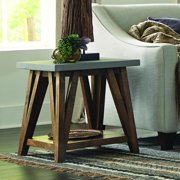 Alaterre Furniture Brookside 22W Wood and Concrete-Coated Top Wood End Table