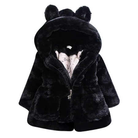 

Girls Winter Warm Coats Ear Hooded Faux Fur Fleece Jacket