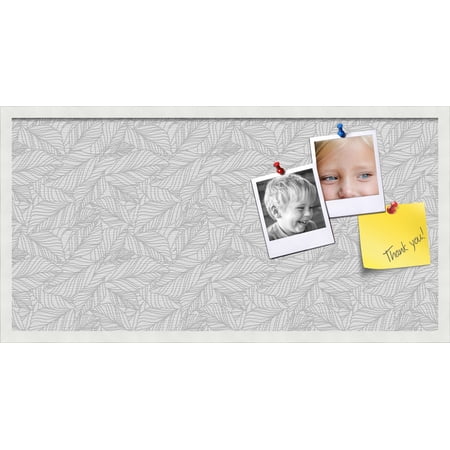 PinPix 36x18 Custom Cork Bulletin Board White Grey Poster Board Has a Fabric Style Canvas Finish Framed in White Grey by ArtToFrames (PinPix-1877)