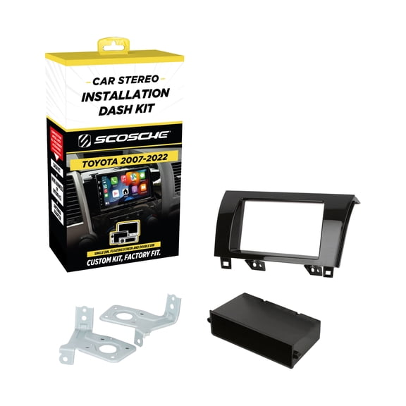 SCOSCHE TA2073B - 2007 Toyota Tundra DIN w/Pocket & Double DIN Mounting Dash Kit for Car Radio / Stereo Installation Black