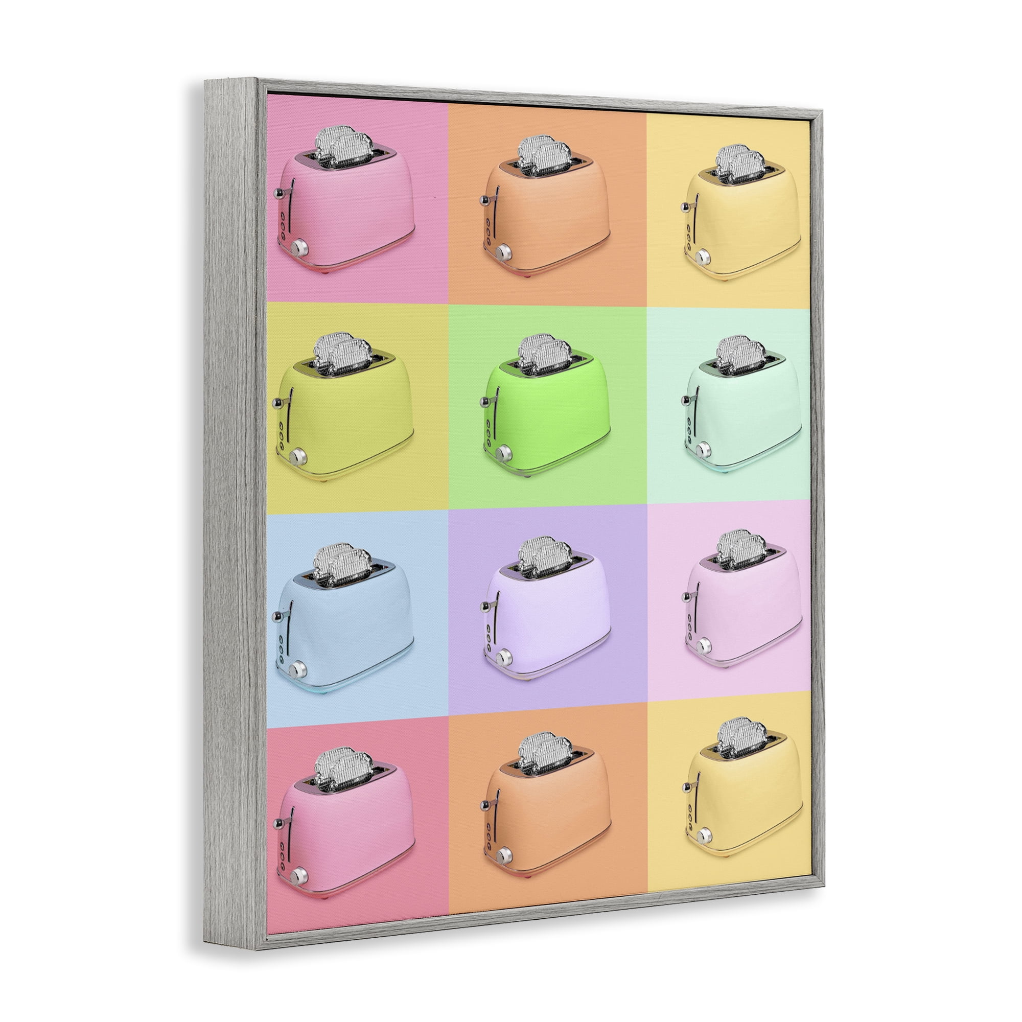 Stupell Industries Disco Toaster Oven Collage Gray Framed Giclee Art, design by LISH Creative