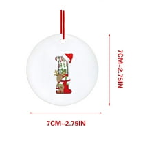 CuiLiyq 26 Initial Letters Christmas Tree Pendant, Xmas Candy Reindeer Ornaments with Rope Mini Personalized Round Decorations, for Christmas Party Gifts DIY Decor (Acrylic, I)