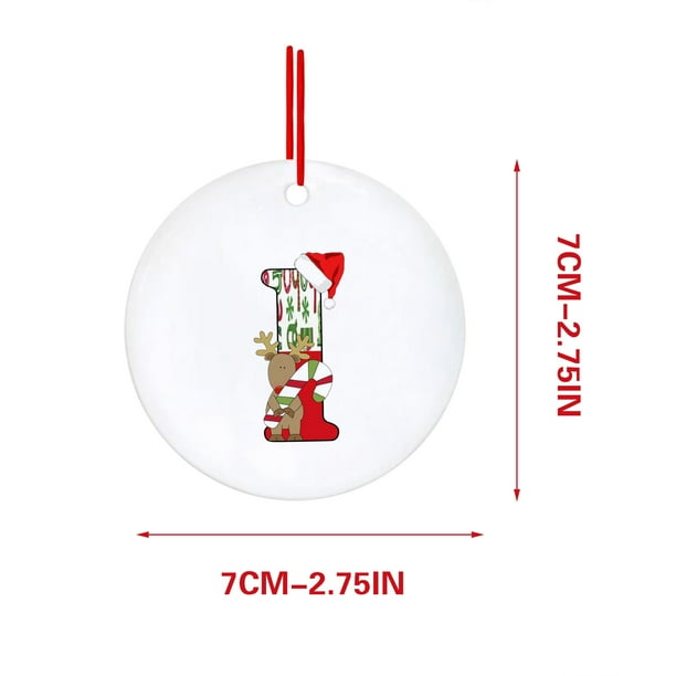 Decoraciones Del Árbol de Navidad con 26 Letras Del Alfabeto, Rojo Acrílico Fawn Colgante Ornamentos para el Hogar, Decoración Personalizada Del Árbol de Navidad para la Temporada de Vacaciones