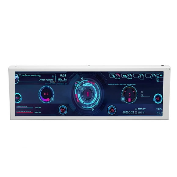 PC Temp Monitor, 1280x400 60Hz PC Temperature Display Screen Multifunction White for Office