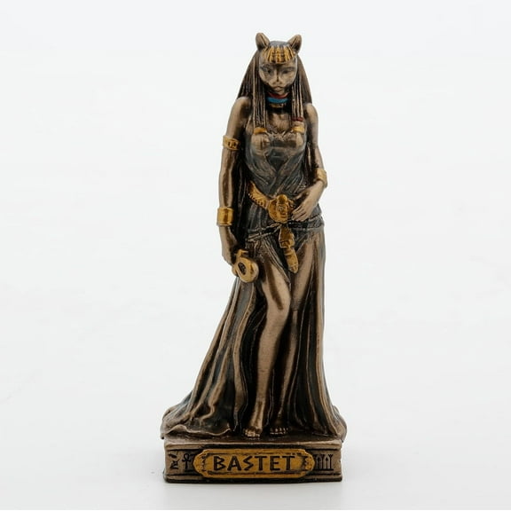 Veronese Design Bastet Goddess of Protection Resin Miniature, 3 3/8 inch, Bronze