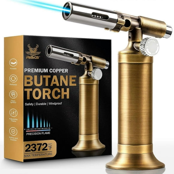 Ravs Butane Torch Lighters Butane Refillable, Copper Blow Torch, Ultral Premium Gift Kitchen Torch, Dab Torch With Pinpiont Flame, Mini Torch Hand Tor