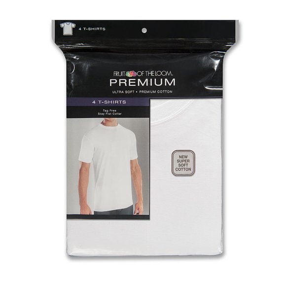 Fruit of the Loom T-Shirts en Coton de Qualité Supérieure pour Hommes, Lot de 4, L, Blanc
