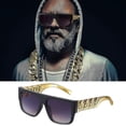thumbnail image 2 of Kit de Disfraz de Hip Hop YONGSHENG para hombres con Cadena dorada Collar Anillo y Gafas de Sol Doradas Negras, 2 of 5